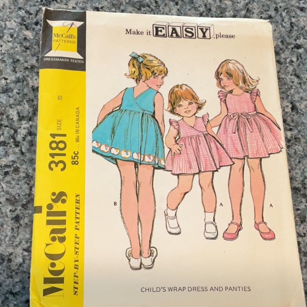 McCall’s girl’s dress pattern 1972 uncut.